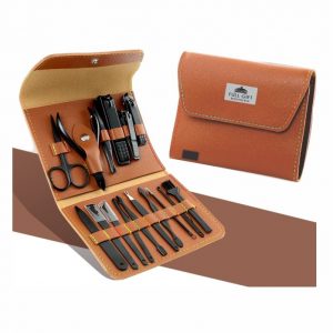 Kit Manicure Estojo Couro Sintético, 16 Peças