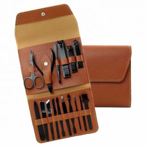 Kit Manicure Estojo Couro Sintético, 16 Peças