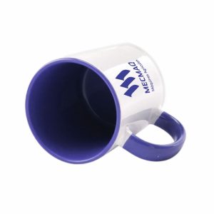 Caneca Cerâmica, 330 Ml, Branca, Interior E Alça Coloridas – Bx.28231