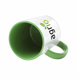Caneca Cerâmica, 330 Ml, Branca, Interior E Alça Coloridas – Bx.28231