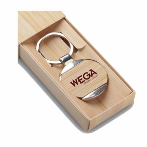 Chaveiro Personalizado Em Metal E Bambu Com Estojo