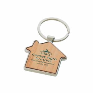 Chaveiro Casa Personalizado Em Metal E Bambu