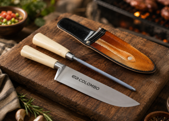 Faca churrasco e afiador personalizados